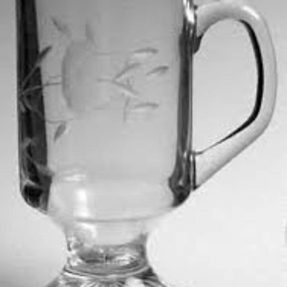 Vintage Etched Glass Coffee Mugs Irish Pedestal Cups Princess House - Picture 13 of 13